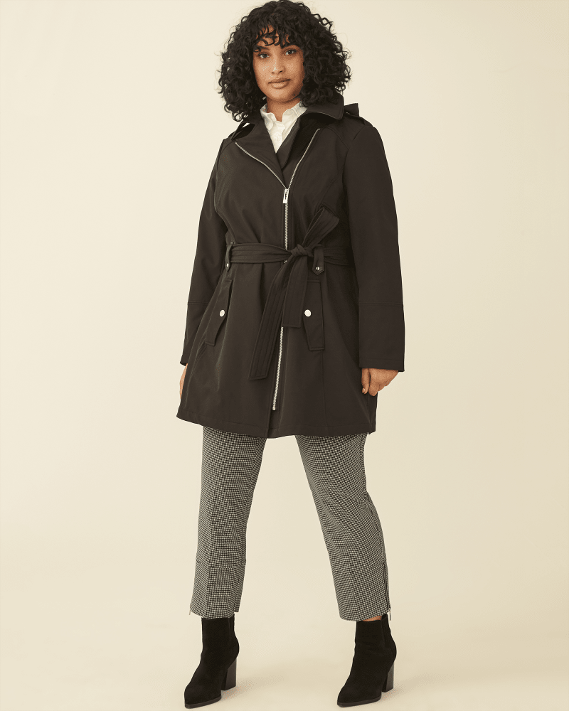 Asymmetrical belted coat outlet